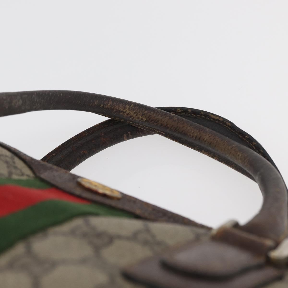 GUCCI GG Supreme Web Sherry Line Bag PVC Beige Gold 378 002 3839 Auth 181562