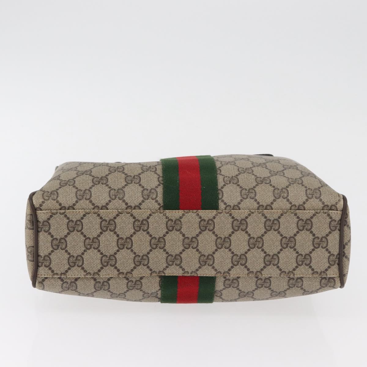 GUCCI GG Supreme Web Sherry Line Bag PVC Beige Gold 378 002 3839 Auth 181562
