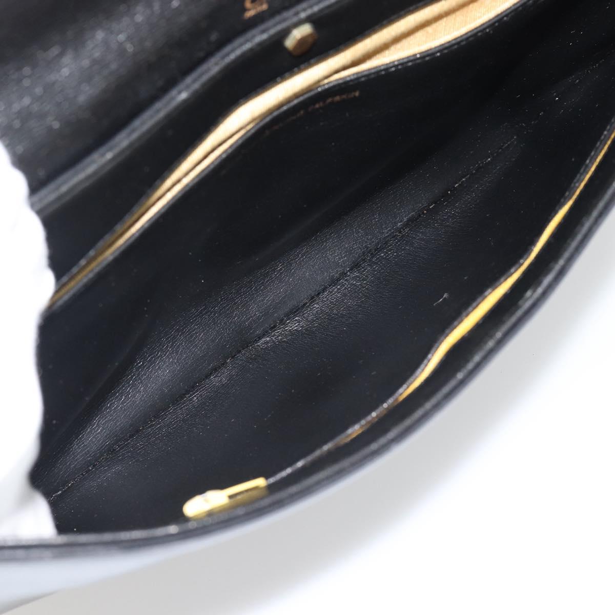 Christian Dior Shoulder Bag Leather Black Gold Auth 181566