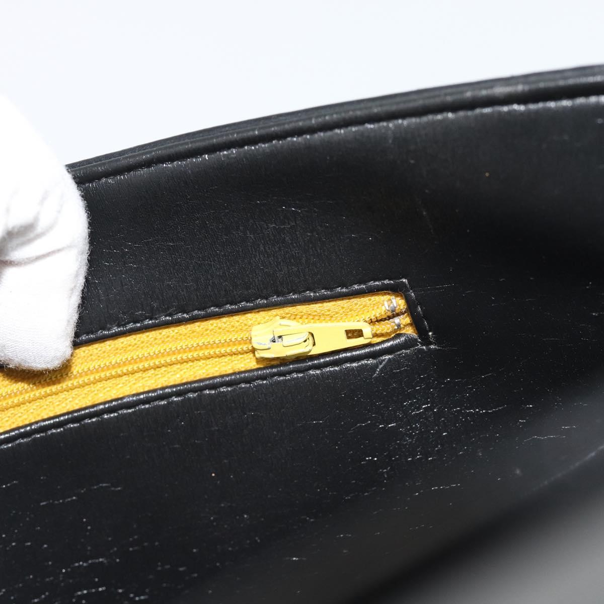Christian Dior Shoulder Bag Leather Black Gold Auth 181566