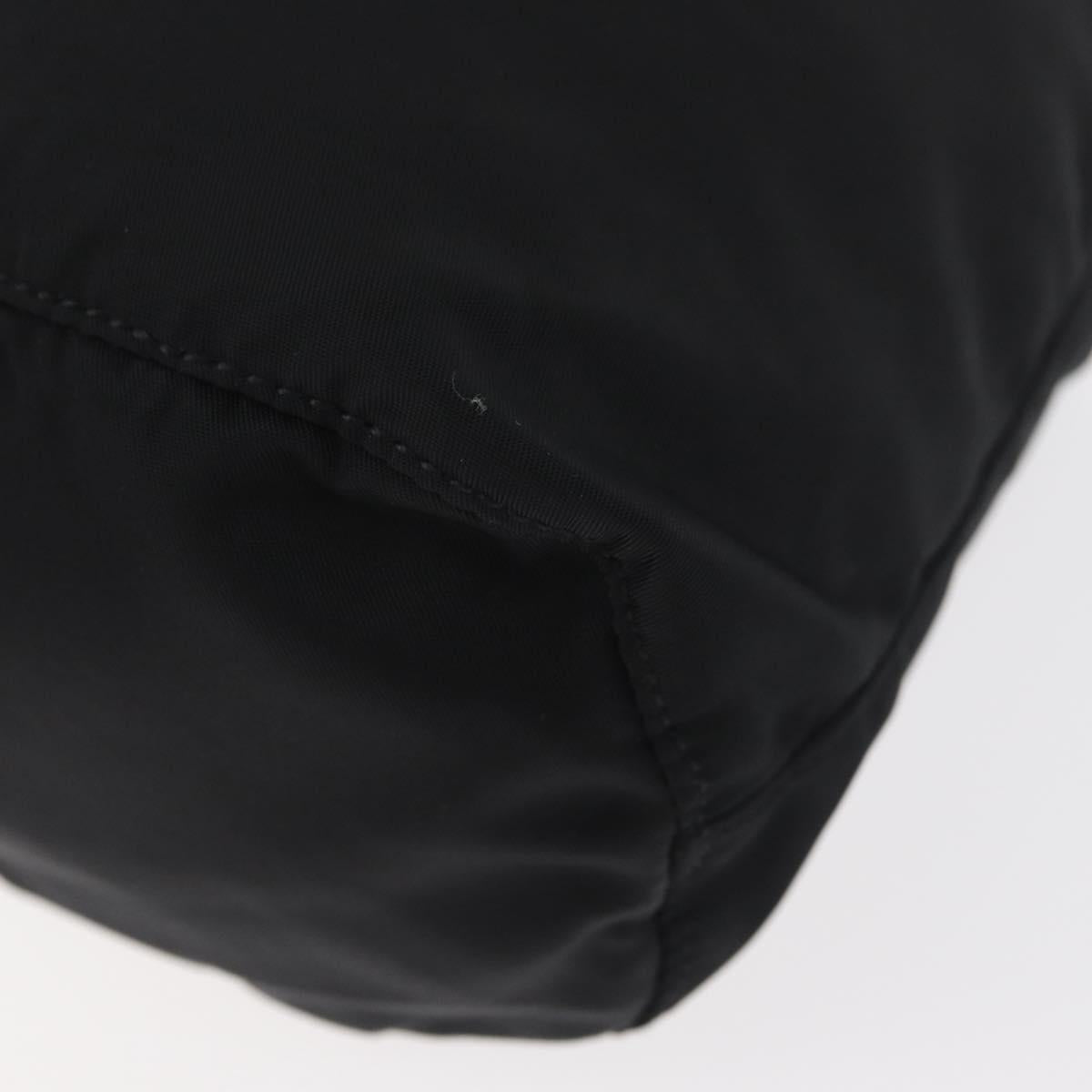 PRADA Drawstring Pouch Nylon Black Silver Auth 181567