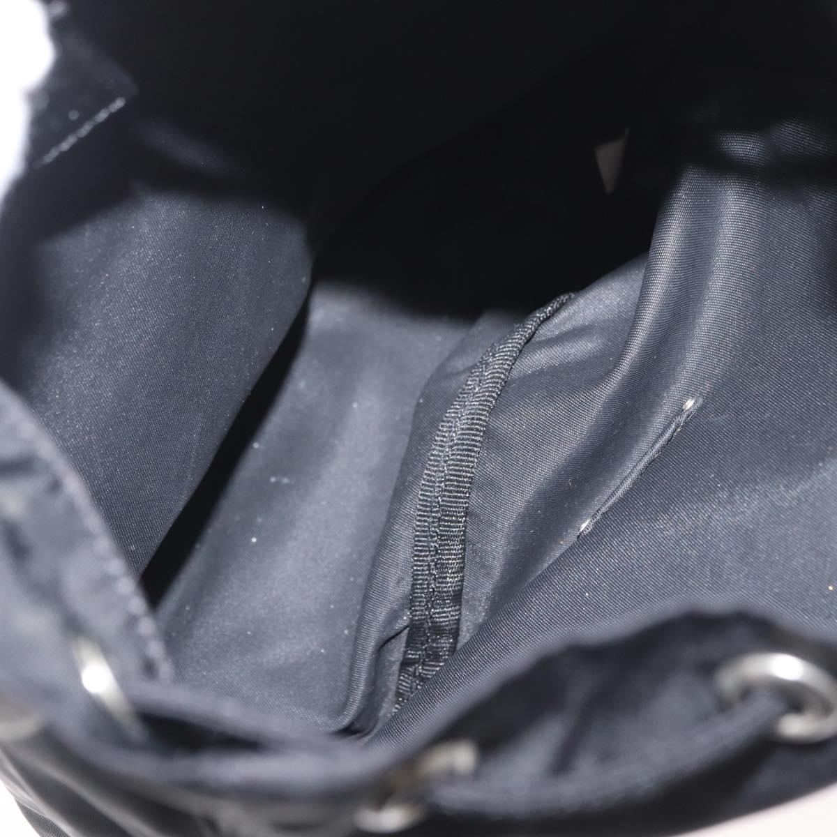 PRADA Drawstring Pouch Nylon Black Silver Auth 181567