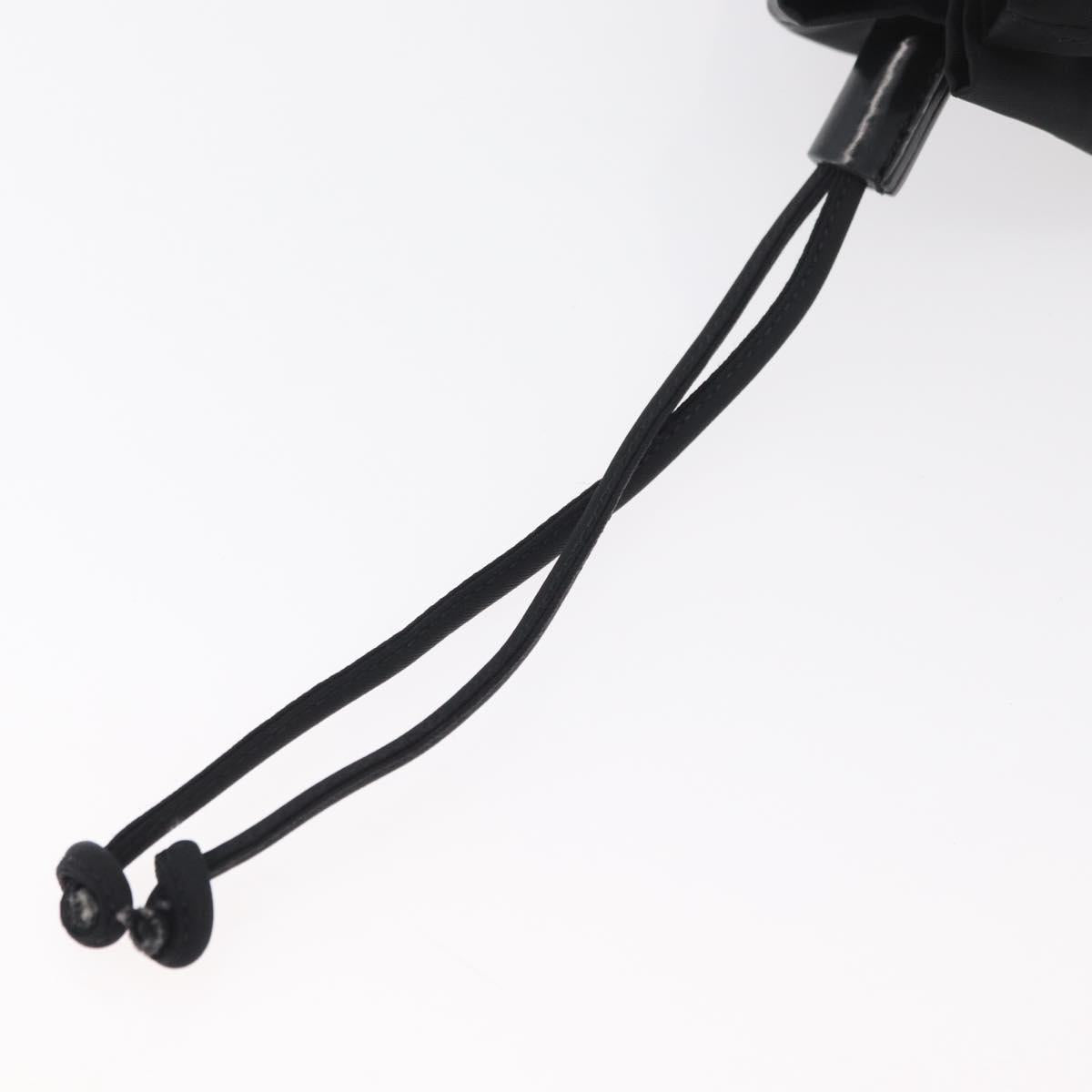 PRADA Drawstring Pouch Nylon Black Silver Auth 181567
