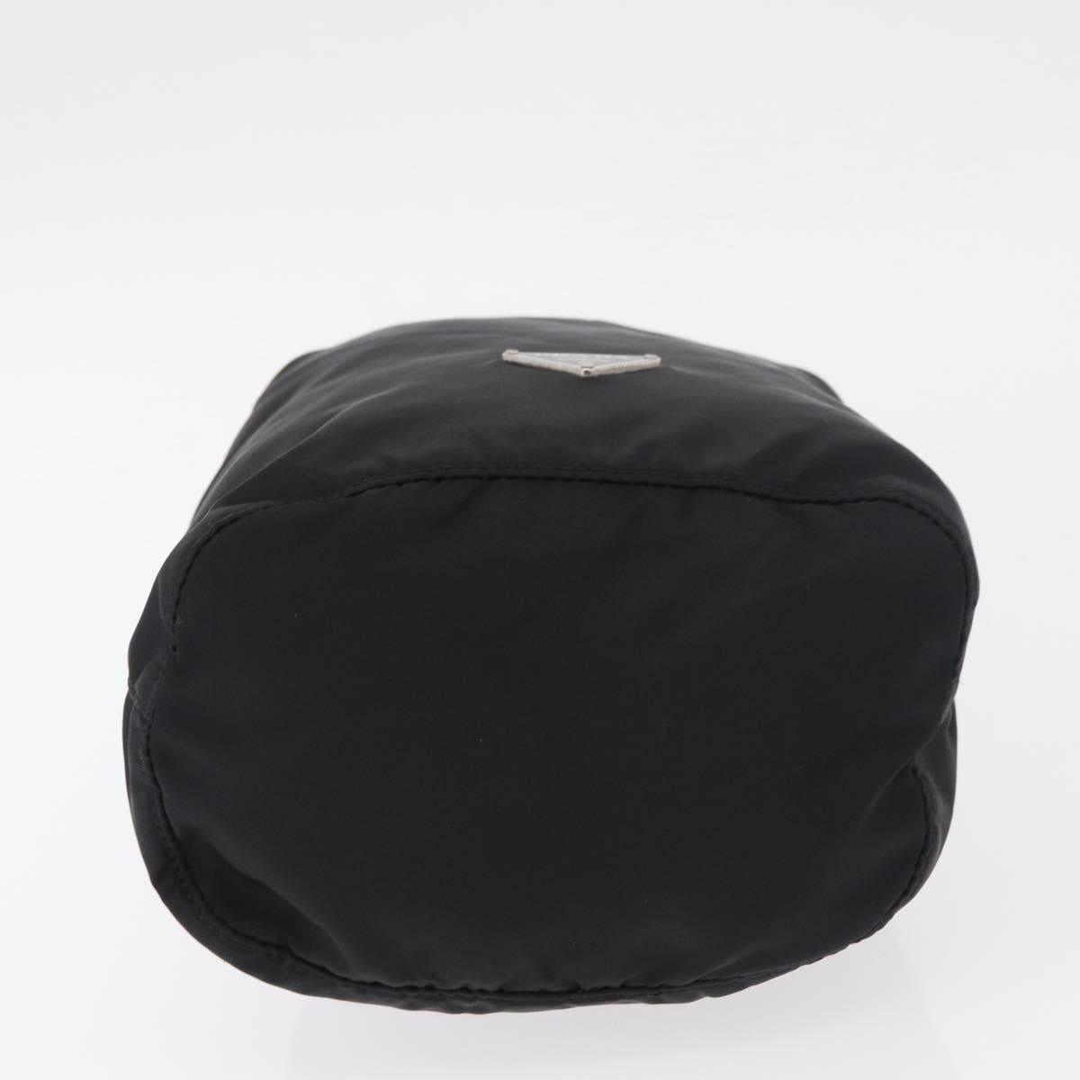 PRADA Drawstring Pouch Nylon Black Silver Auth 181567