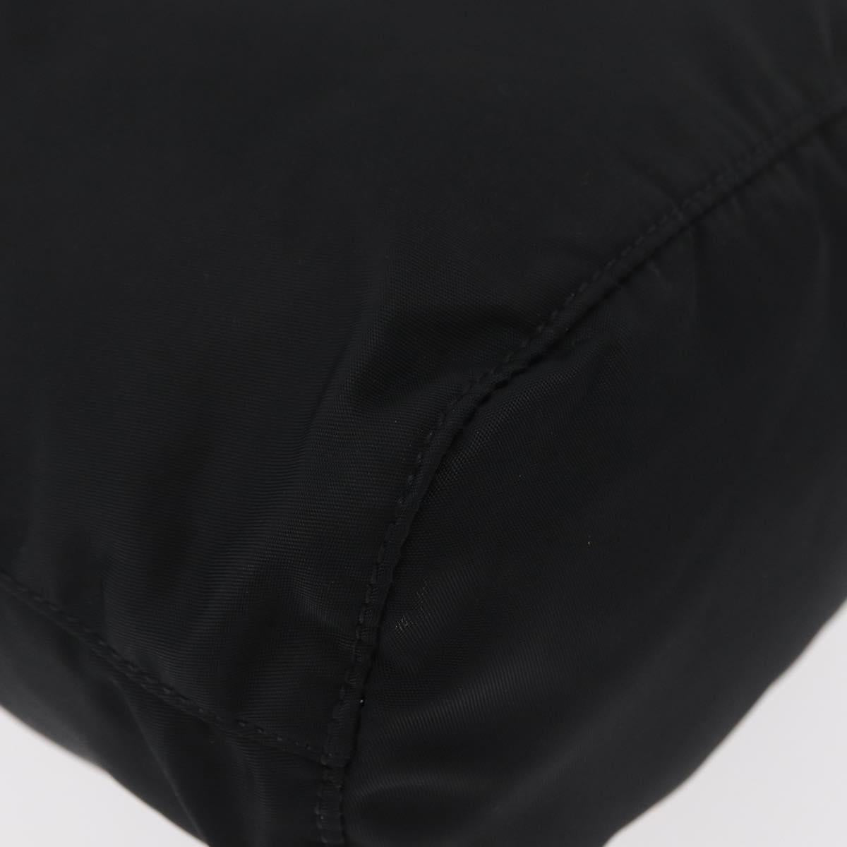 PRADA Drawstring Pouch Nylon Black Silver Auth 181567