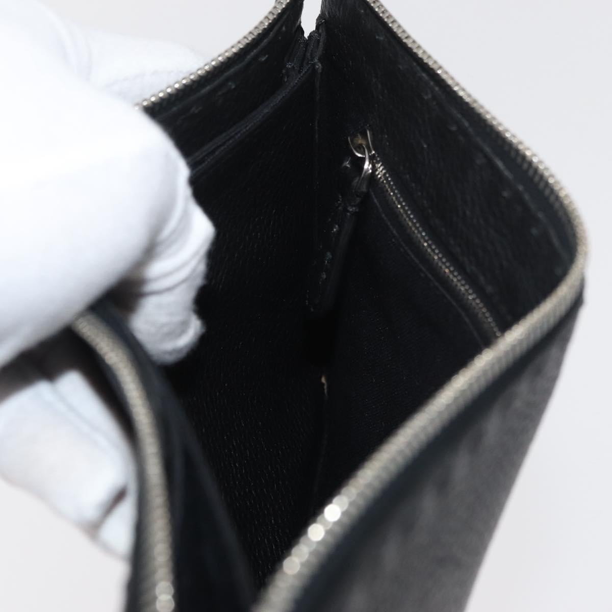 FENDI Clutch Bag Leather Black Silver Auth 181568A