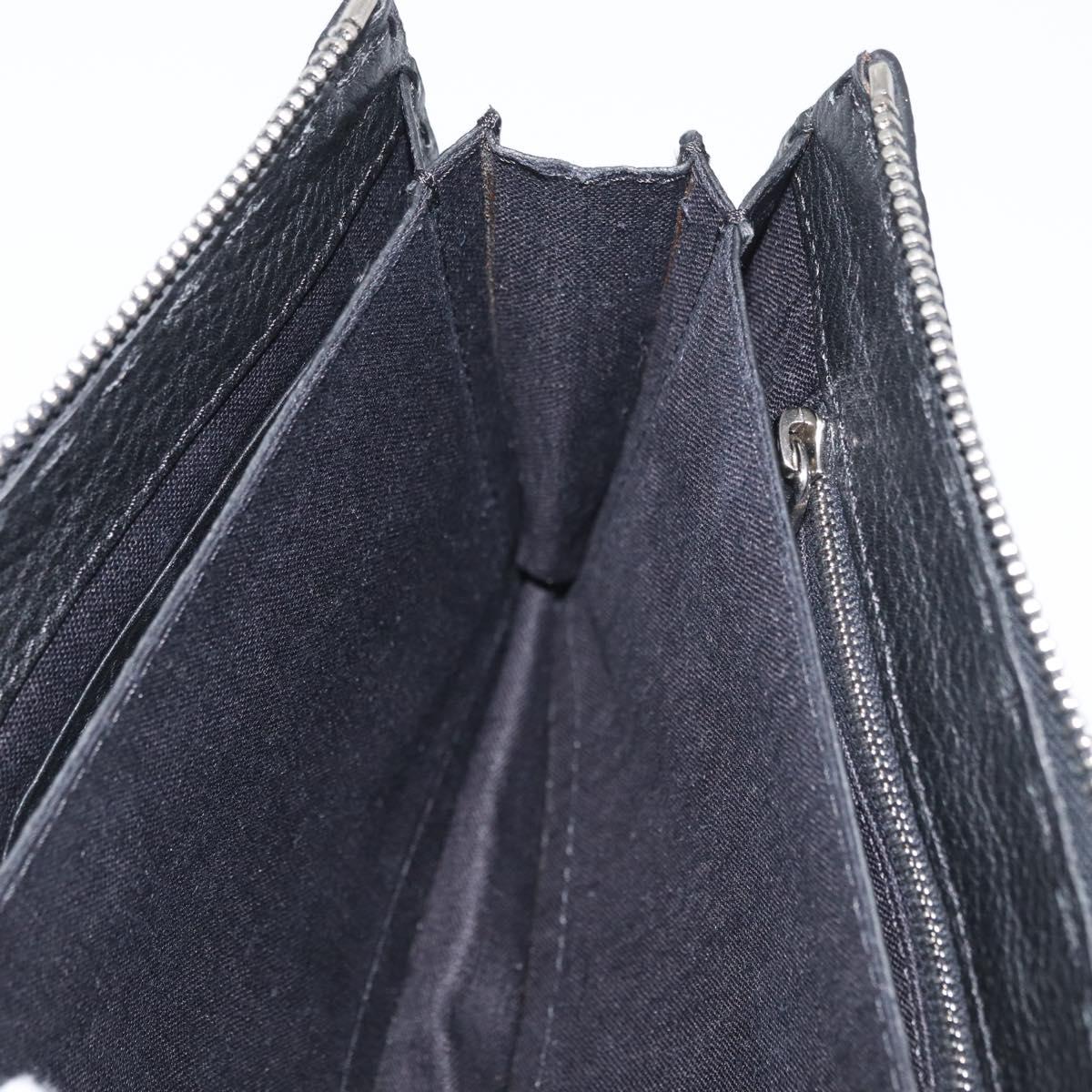 FENDI Clutch Bag Leather Black Silver Auth 181568A
