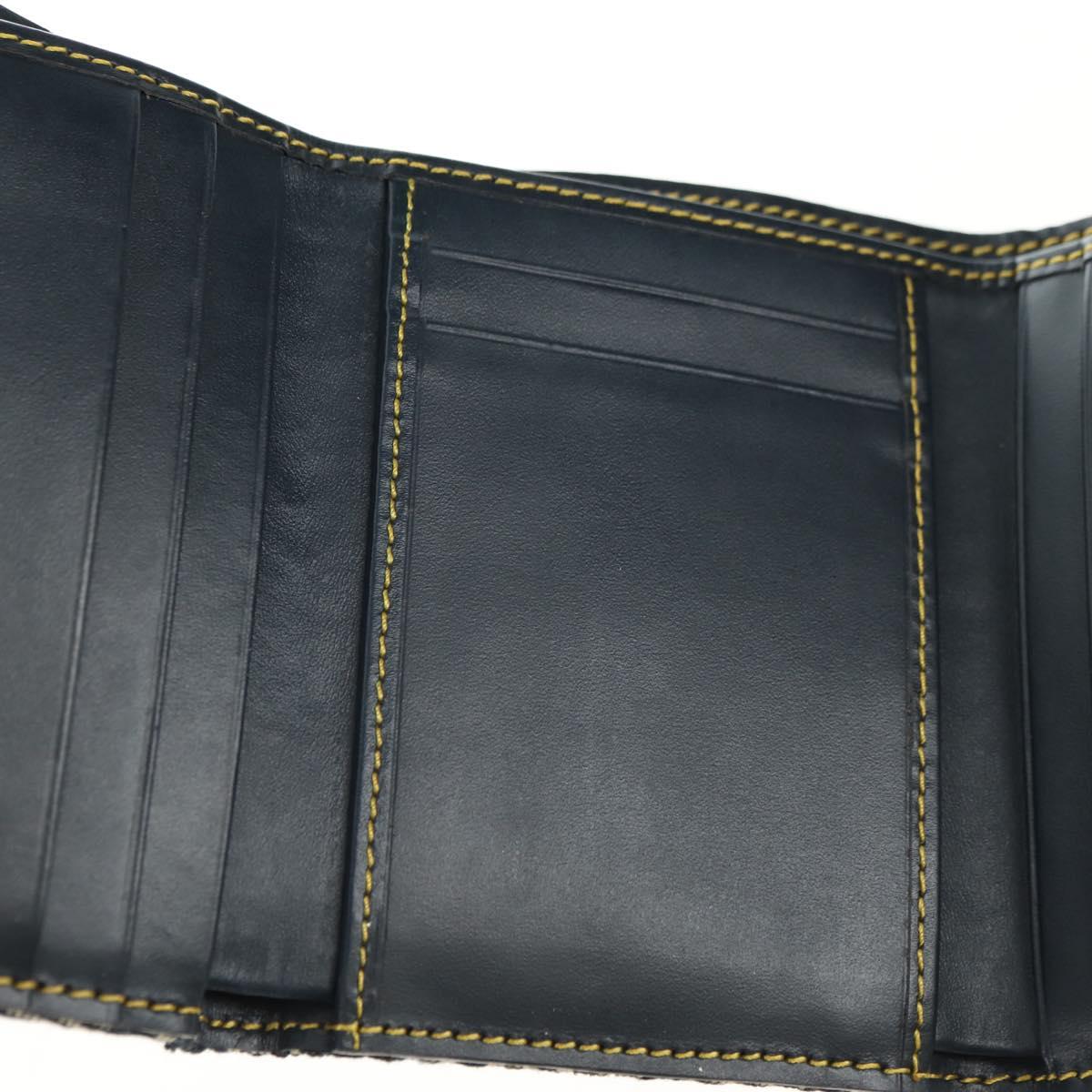 Christian Dior Trotter Canvas Saddle Trifold Wallet Navy Gold Auth 181569V