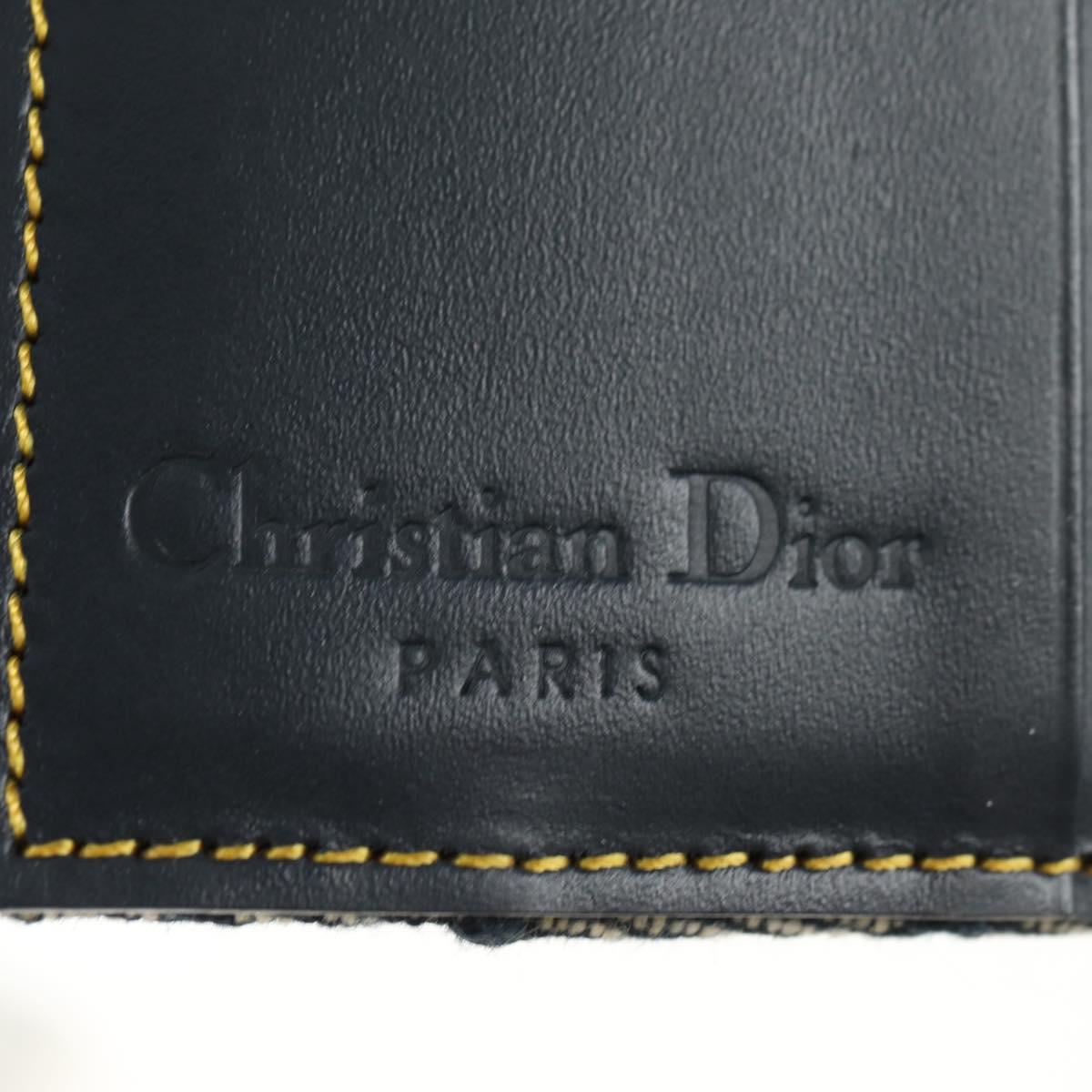 Christian Dior Trotter Canvas Saddle Trifold Wallet Navy Gold Auth 181569V