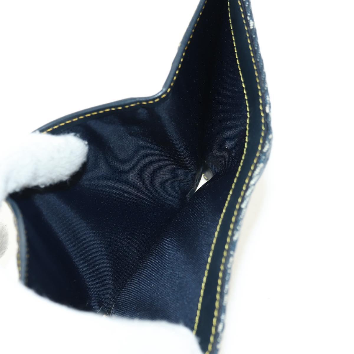 Christian Dior Trotter Canvas Saddle Trifold Wallet Navy Gold Auth 181569V