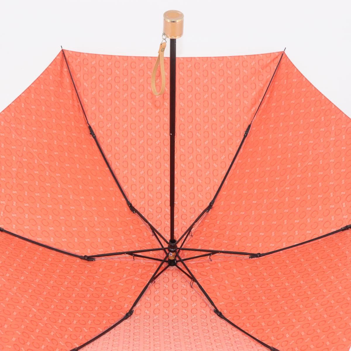 CELINE C Macadam Canvas Folding Umbrella Nylon Orange Auth 181570A