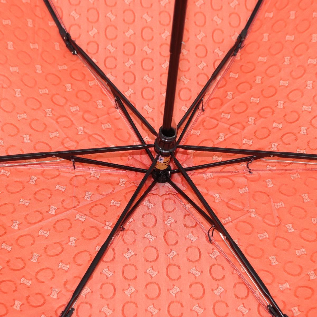 CELINE C Macadam Canvas Folding Umbrella Nylon Orange Auth 181570A