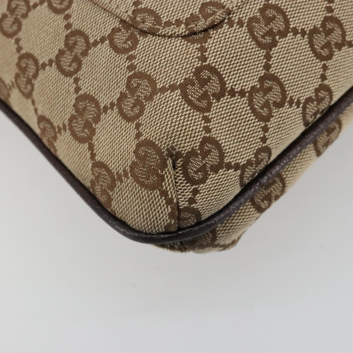 GUCCI GG Canvas Shoulder Bag Beige Silver 122791 Auth 181573A