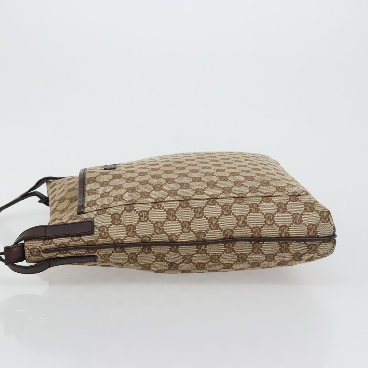 GUCCI GG Canvas Shoulder Bag Beige Silver 122791 Auth 181573A