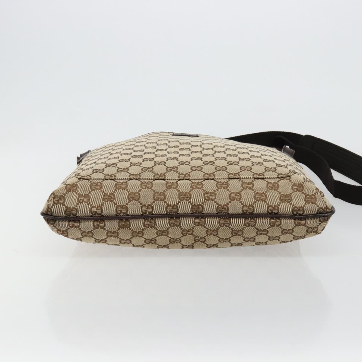 GUCCI GG Canvas Shoulder Bag Beige Silver 122791 Auth 181573A