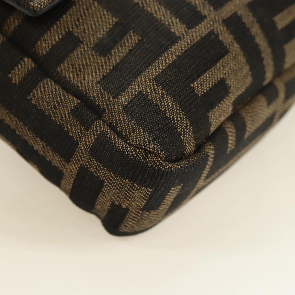 FENDI Zucca Canvas Mamma Baguette Shoulder Bag 2way Black Brown Auth 181574SAM