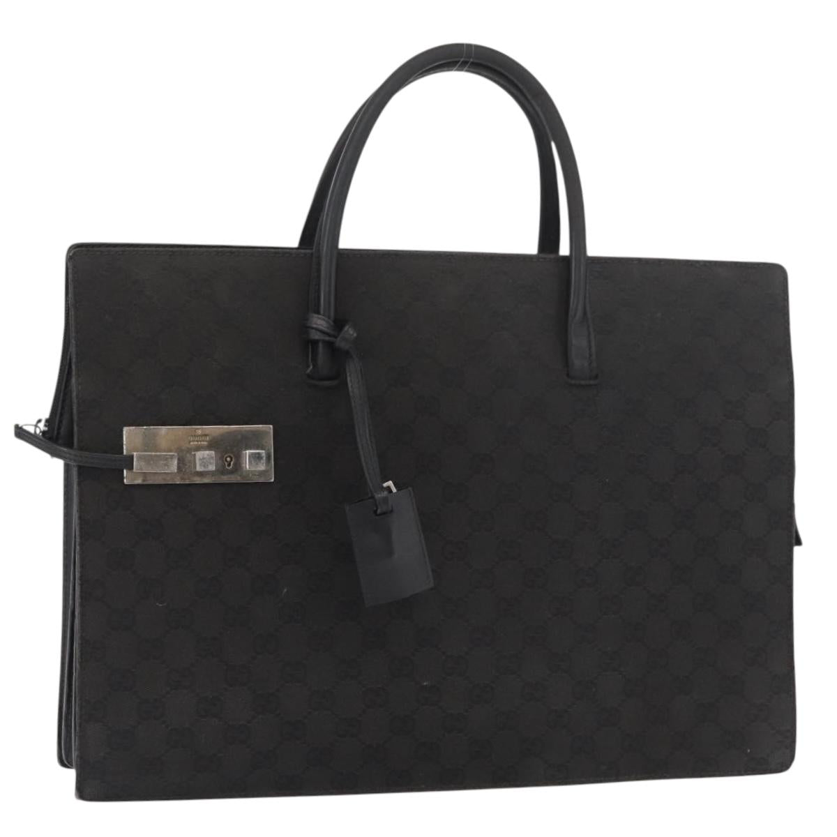 GUCCI GG Canvas Hand Bag Black Silver Auth 181578