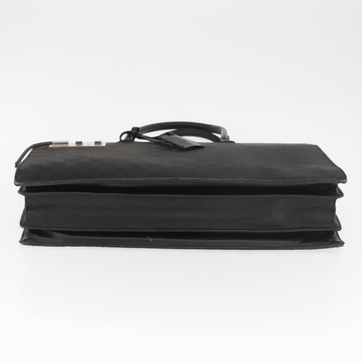 GUCCI GG Canvas Hand Bag Black Silver Auth 181578
