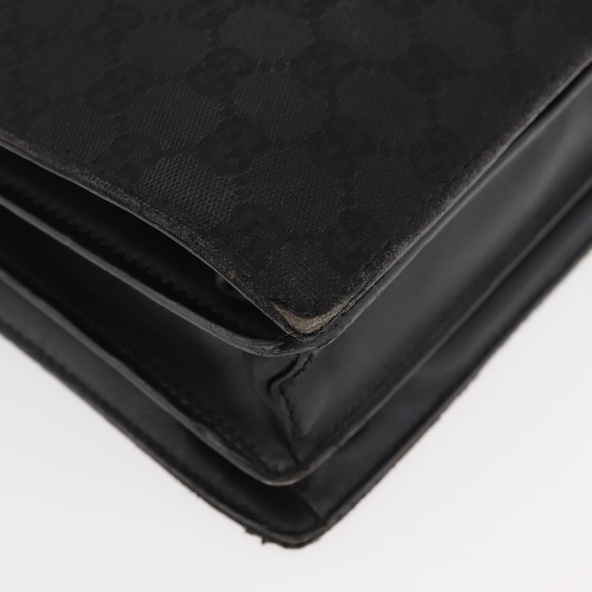 GUCCI GG Canvas Hand Bag Black Silver Auth 181578