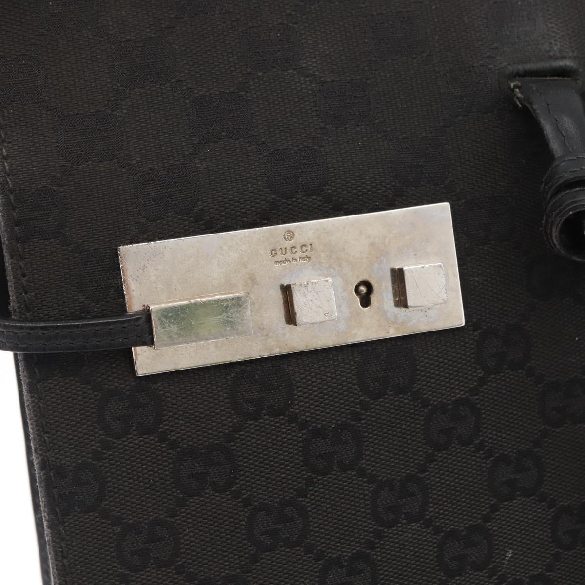 GUCCI GG Canvas Hand Bag Black Silver Auth 181578