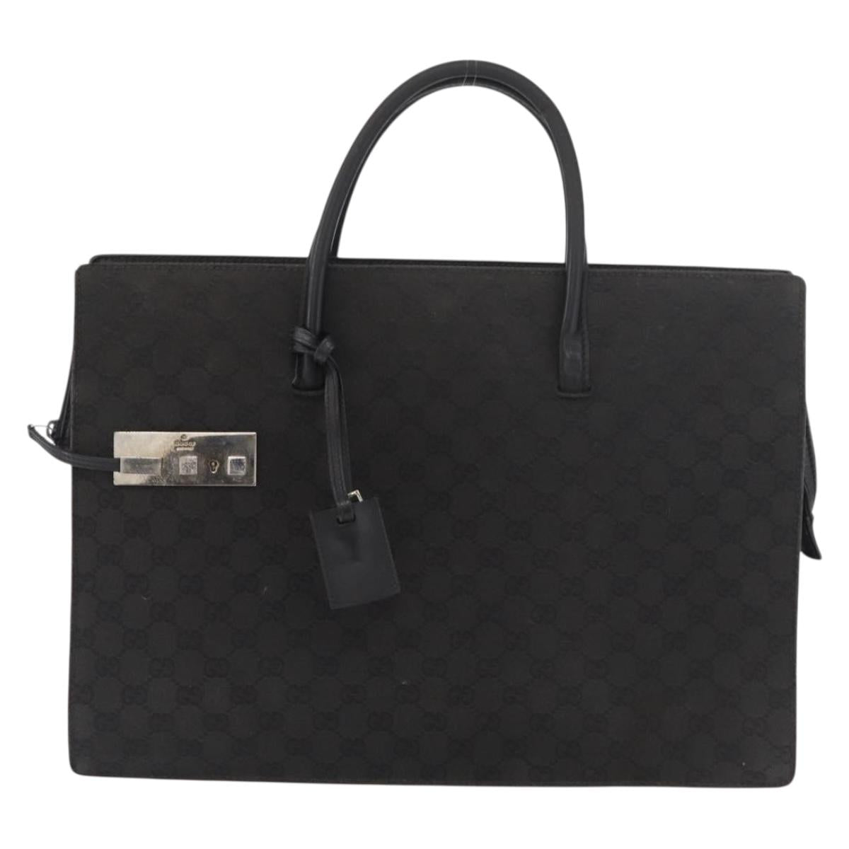 GUCCI GG Canvas Hand Bag Black Silver Auth 181578