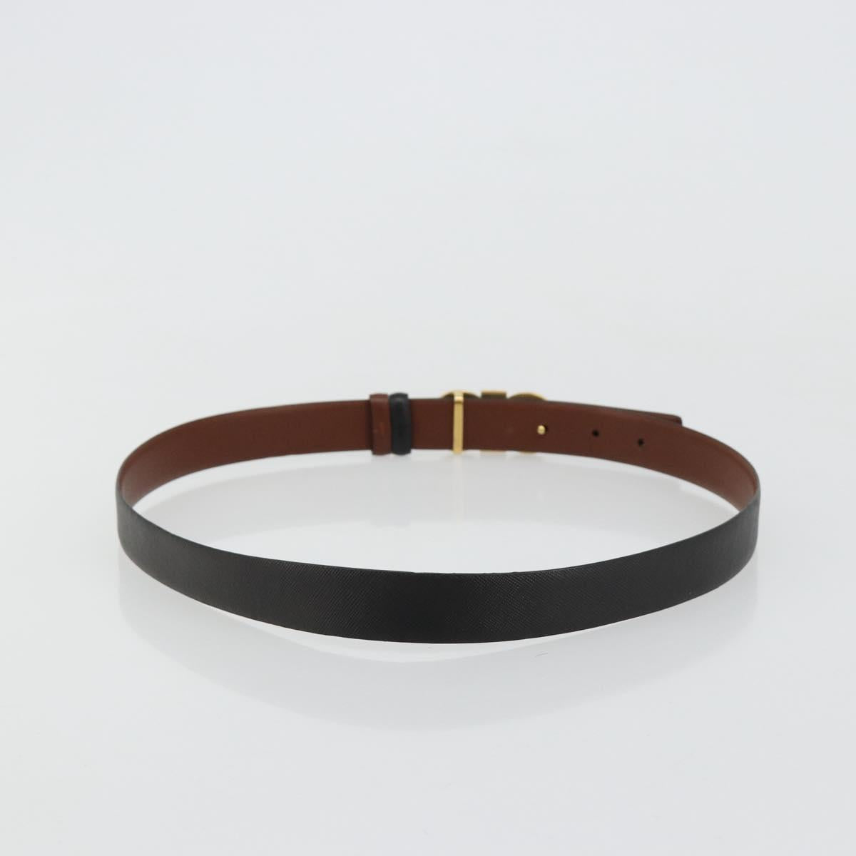 Salvatore Ferragamo Gancini Reversible Belt Leather 37.8"" Black Auth 181581A