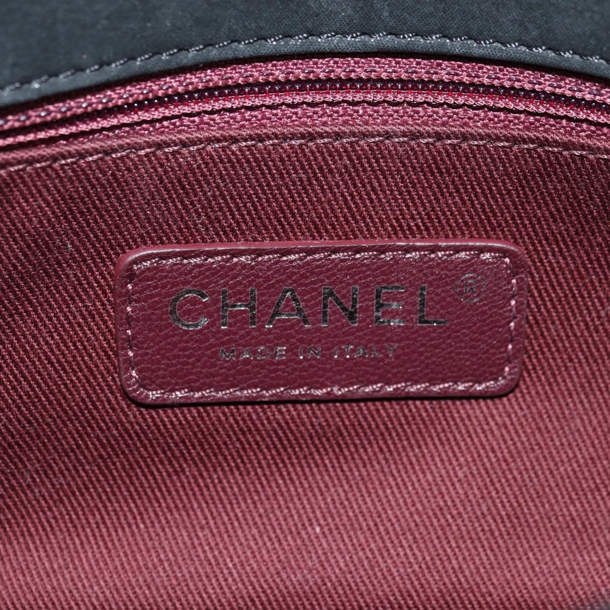 CHANEL Cosmos Line Chain Shoulder Bag Lamb Skin Black Silver CC Auth 181582SM
