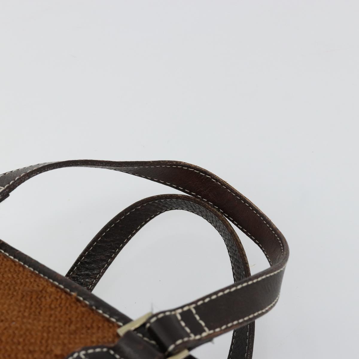 BURBERRY Nova Check Blue Label Hand Bag Wool Brown Gold Auth 181585