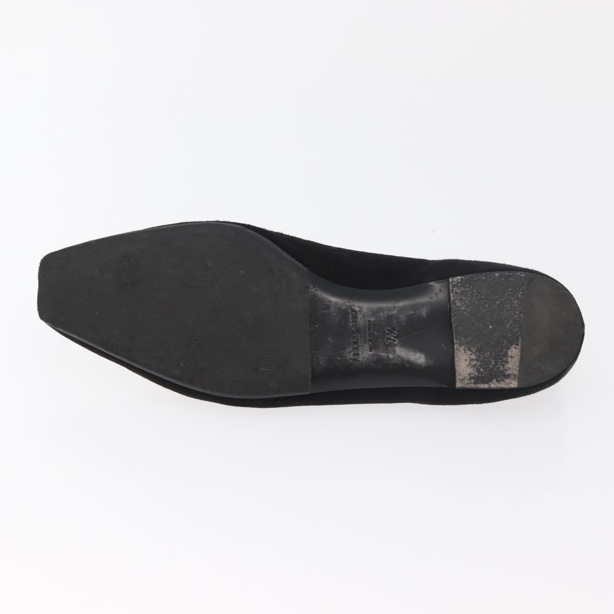 Salvatore Ferragamo Pumps Suede Black Gold Auth 181587A
