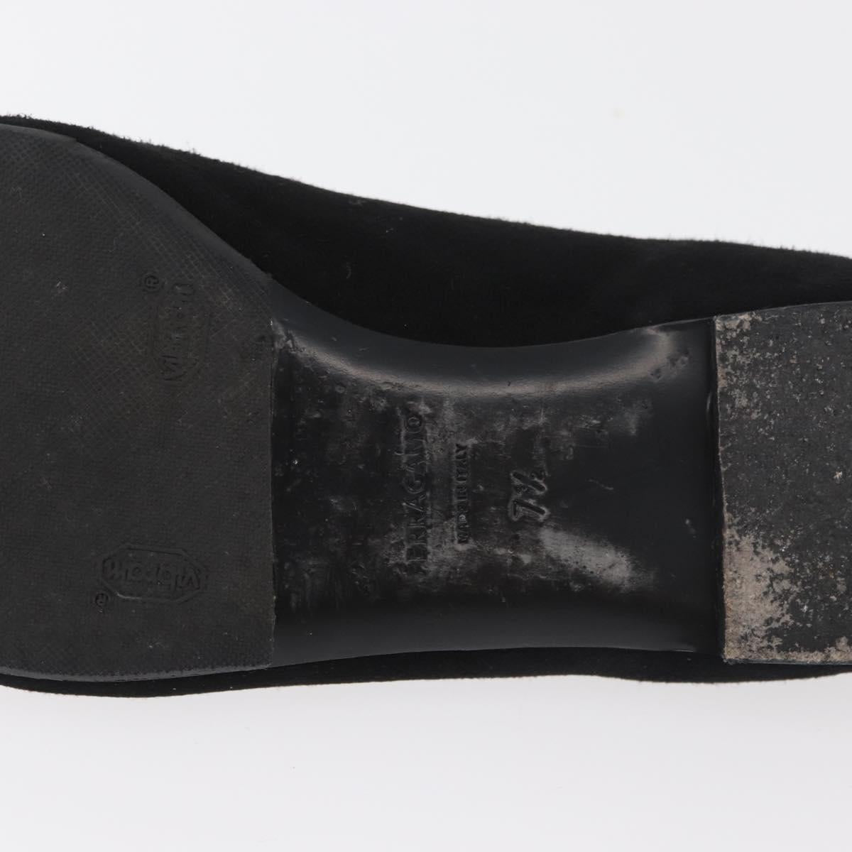 Salvatore Ferragamo Pumps Suede Black Gold Auth 181587A