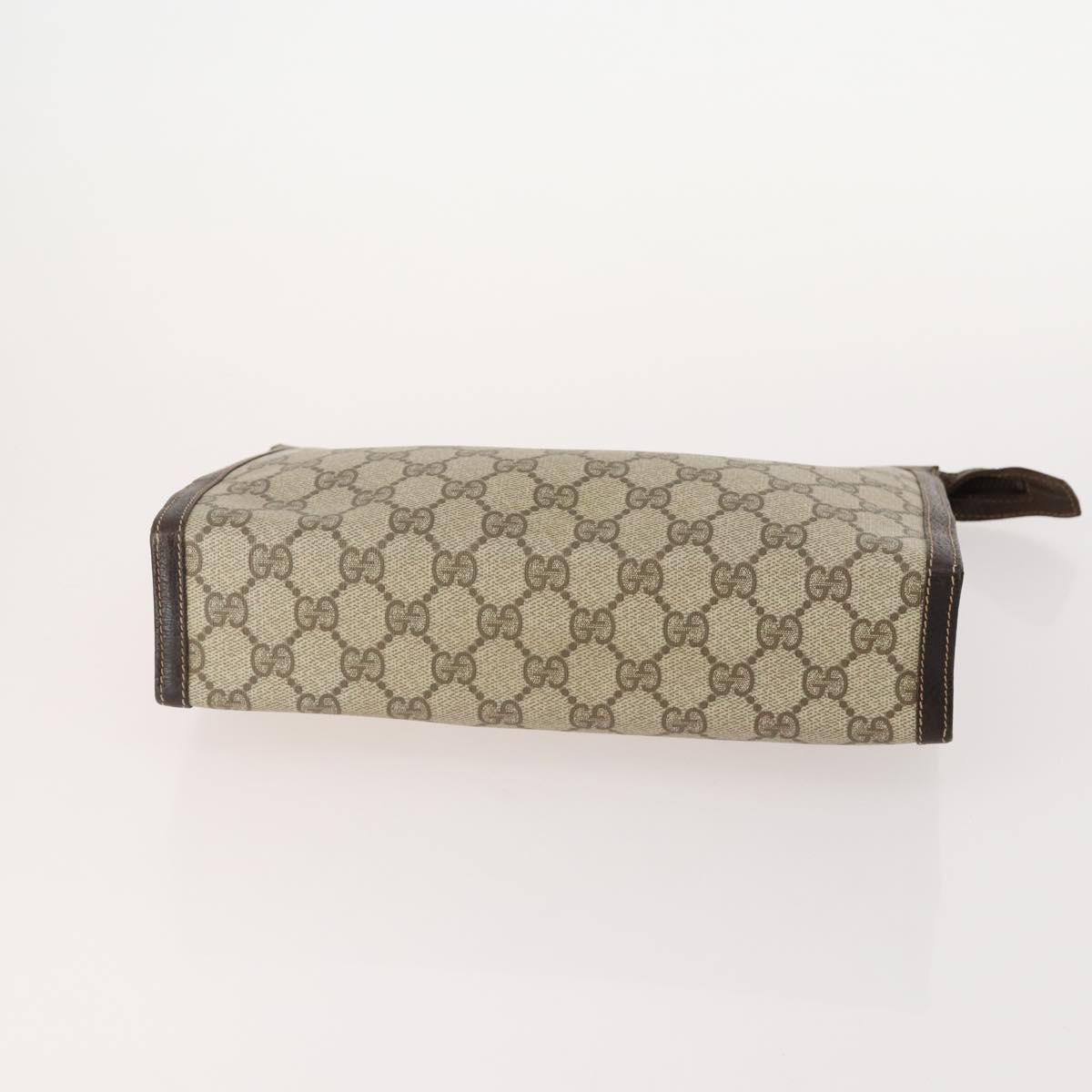 GUCCI GG Supreme Web Sherry Line Clutch Bag PVC 3 Set Beige Navy Auth 181593