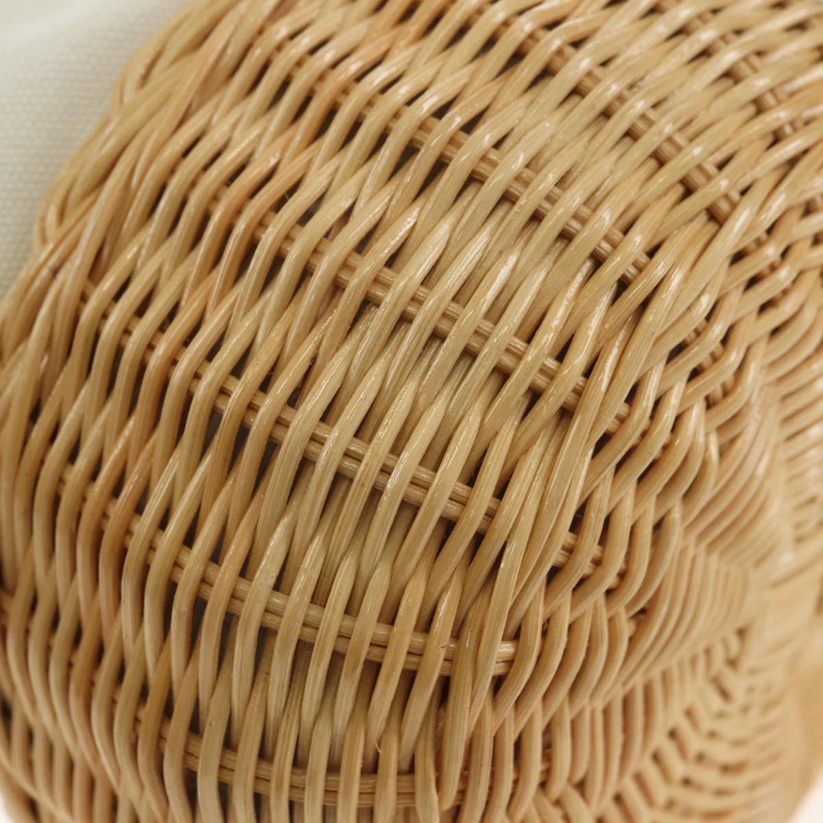 PRADA Wicker Shoulder Bag Rattan 2way Beige Gold Auth 181615V