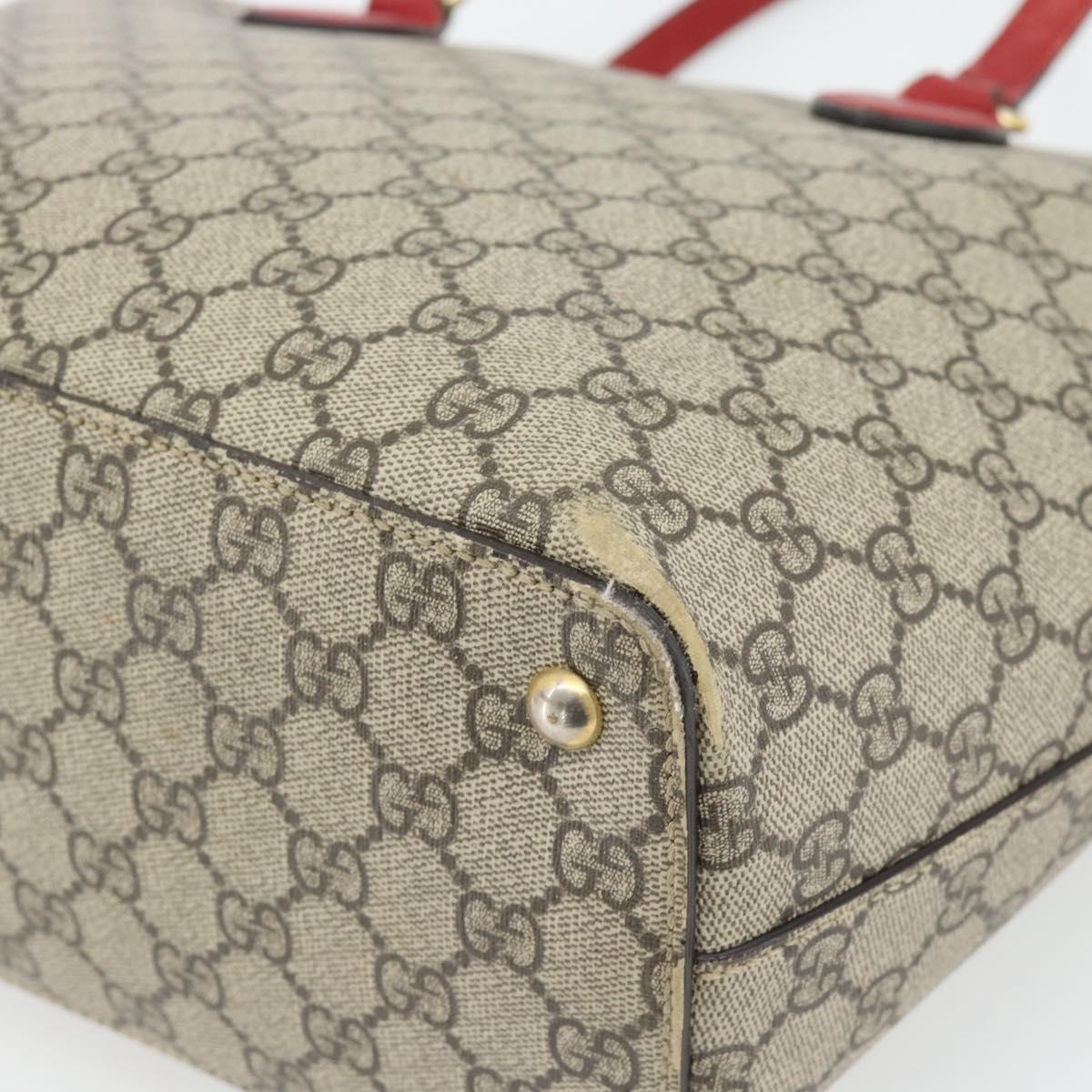 GUCCI GG Supreme Tote Bag PVC Beige Gold 415721 Auth 181621