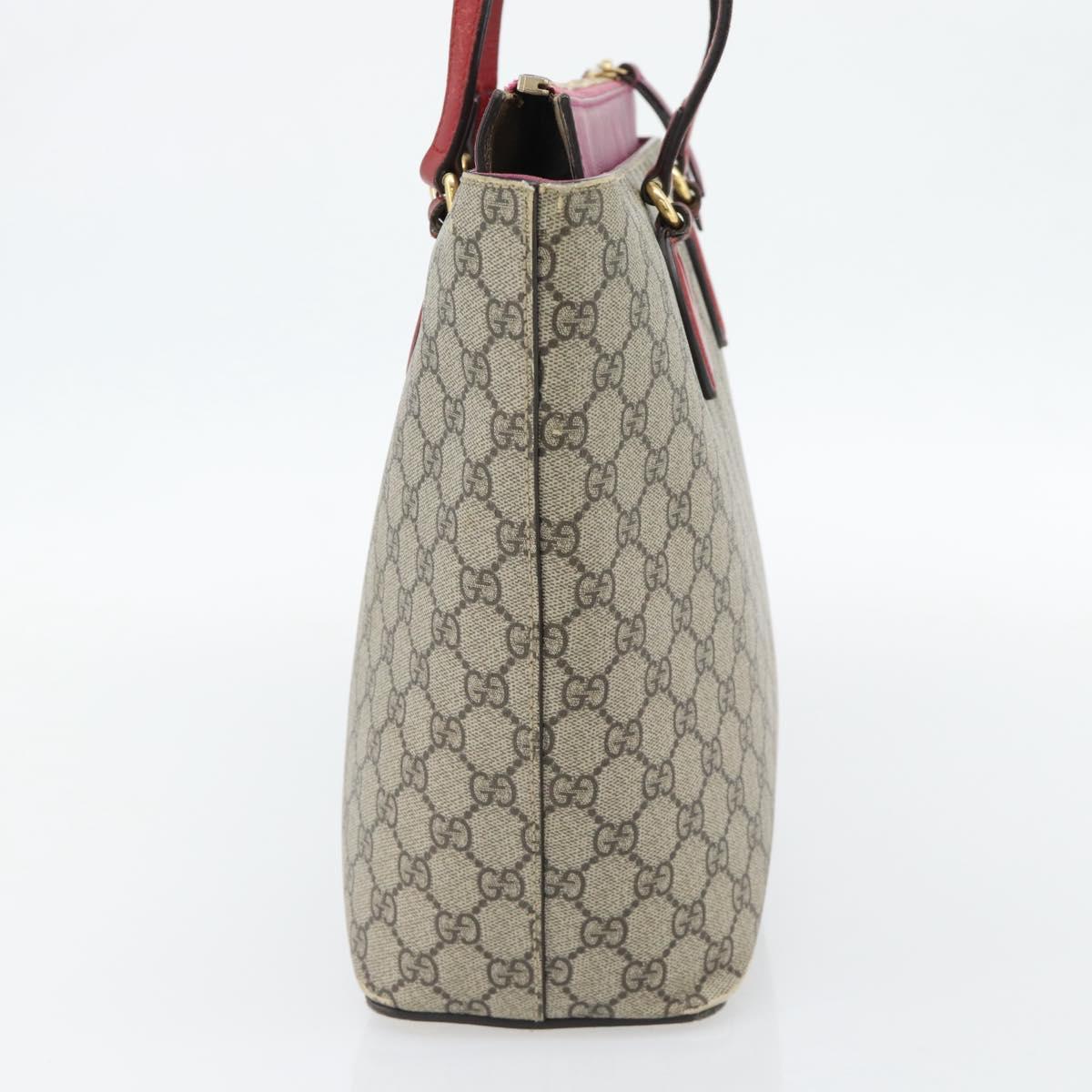 GUCCI GG Supreme Tote Bag PVC Beige Gold 415721 Auth 181621