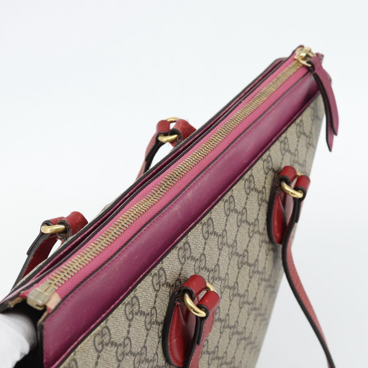 GUCCI GG Supreme Tote Bag PVC Beige Gold 415721 Auth 181621