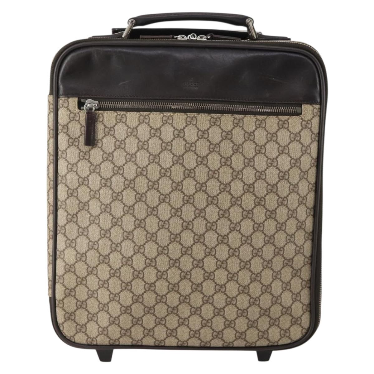GUCCI GG Supreme Suitcase PVC Beige Silver 101678 Auth 181625A