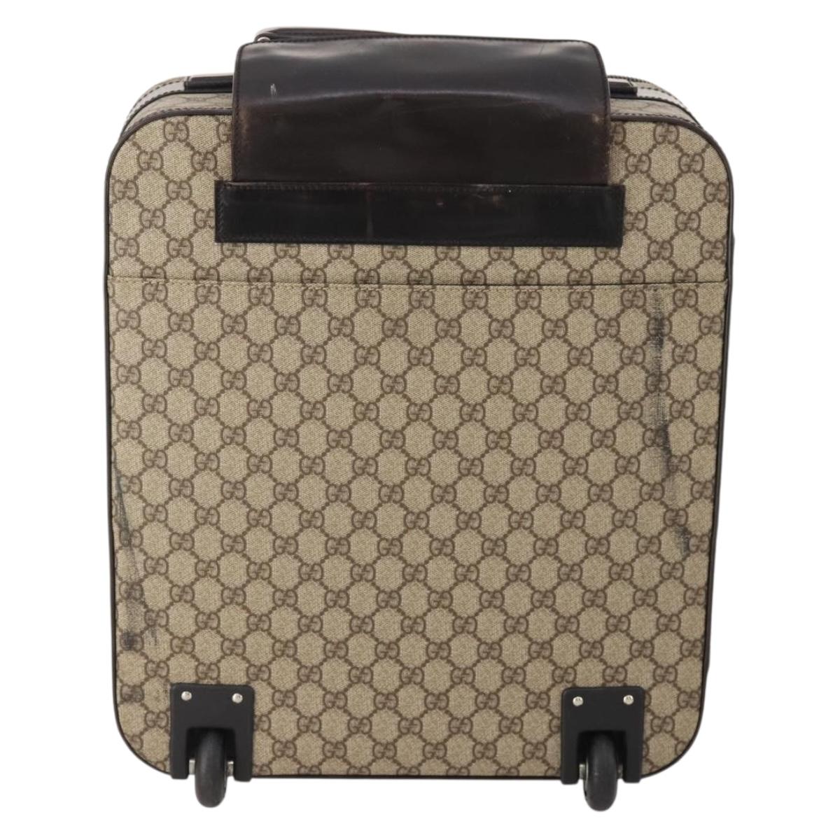 GUCCI GG Supreme Suitcase PVC Beige Silver 101678 Auth 181625A