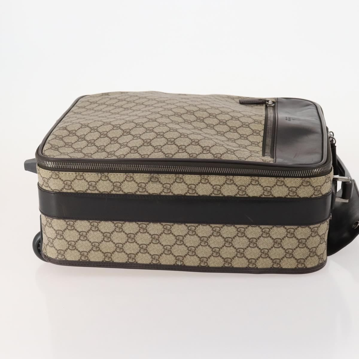 GUCCI GG Supreme Suitcase PVC Beige Silver 101678 Auth 181625A
