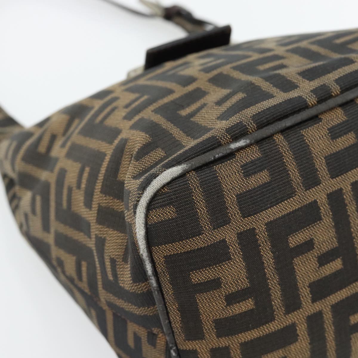 FENDI Zucca Canvas Mamma Baguette Shoulder Bag Black Brown Auth 181633A