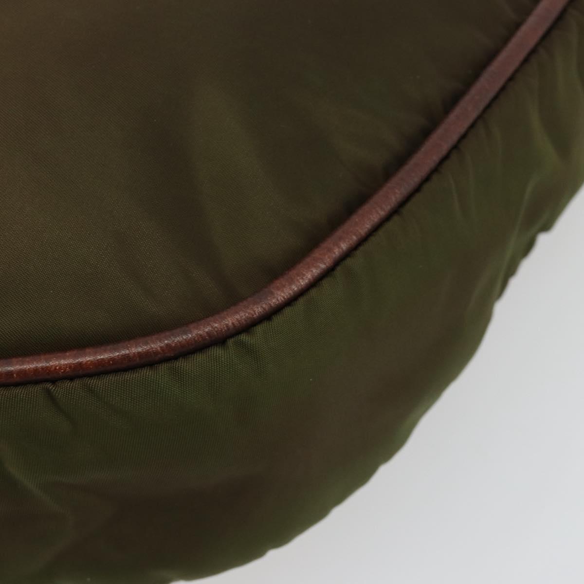 CELINE Circle Shoulder Bag Nylon Khaki Gold Auth 181636