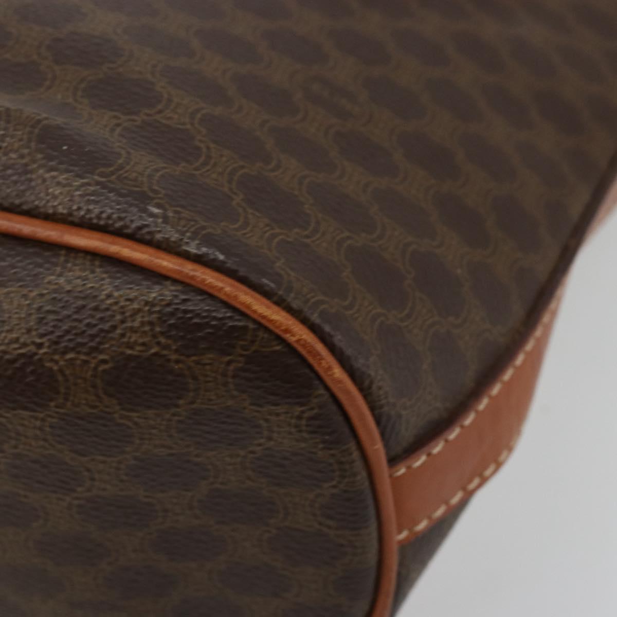 CELINE Macadam Canvas Circle Shoulder Bag PVC Leather Brown Gold Auth 181637A