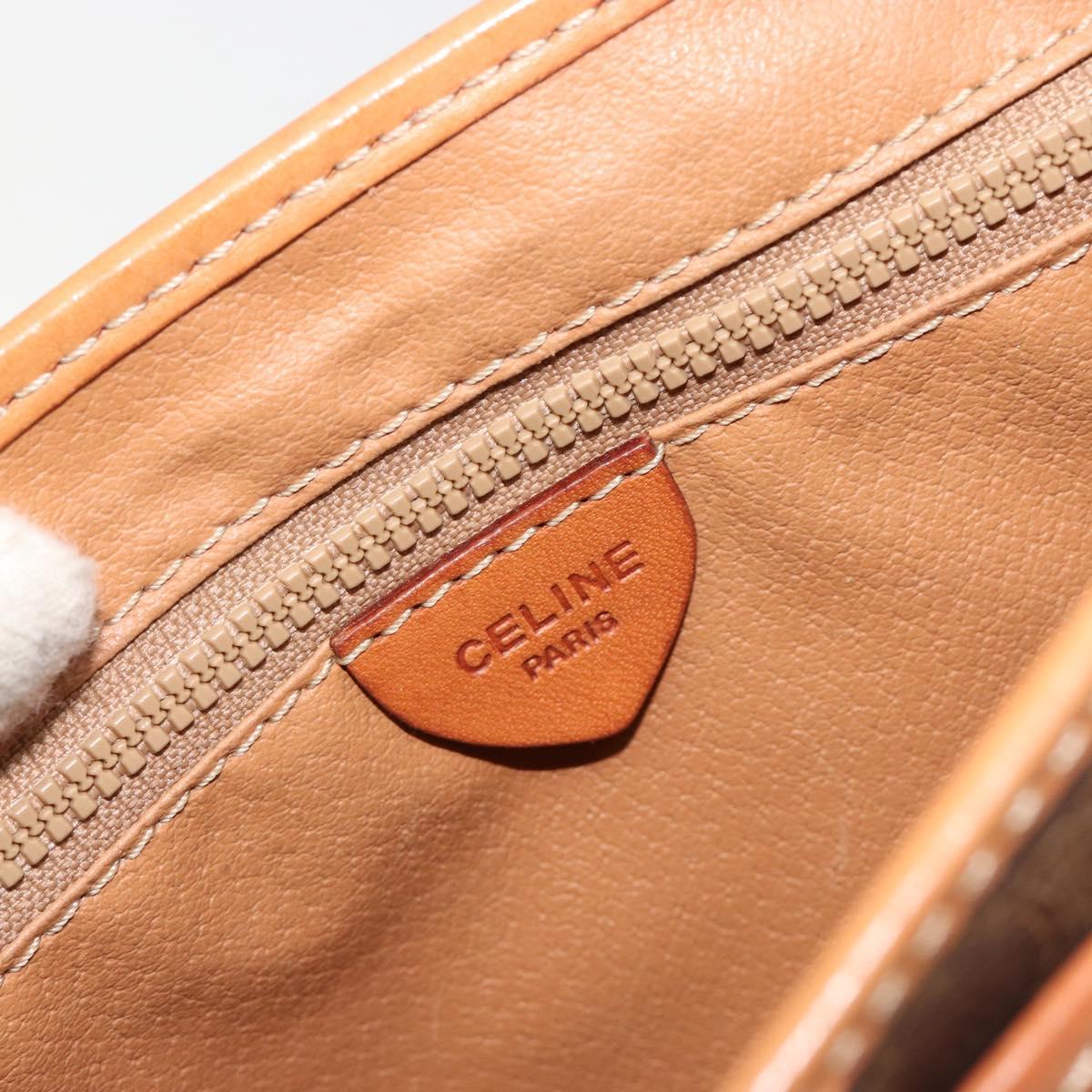 CELINE Macadam Canvas Circle Shoulder Bag PVC Leather Brown Gold Auth 181637A