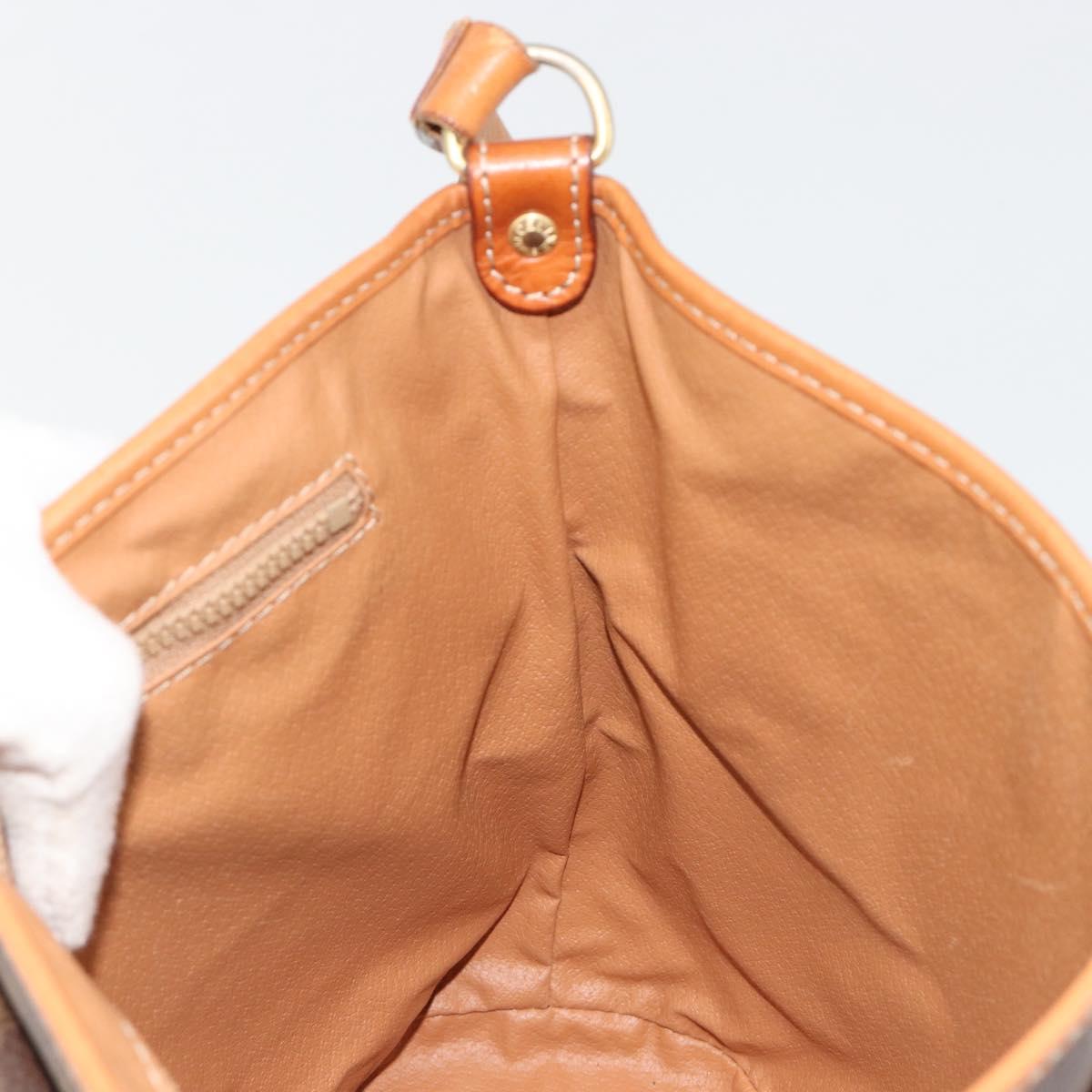 CELINE Macadam Canvas Circle Shoulder Bag PVC Leather Brown Gold Auth 181637A