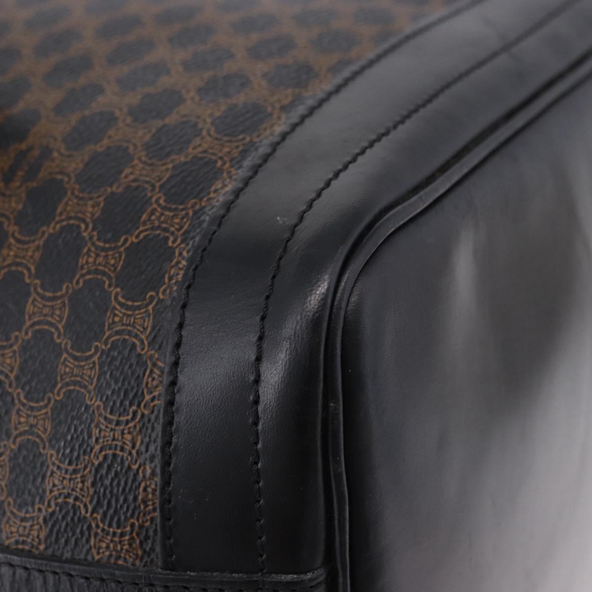 CELINE Macadam Canvas Shoulder Bag PVC Black Gold Auth 181639V