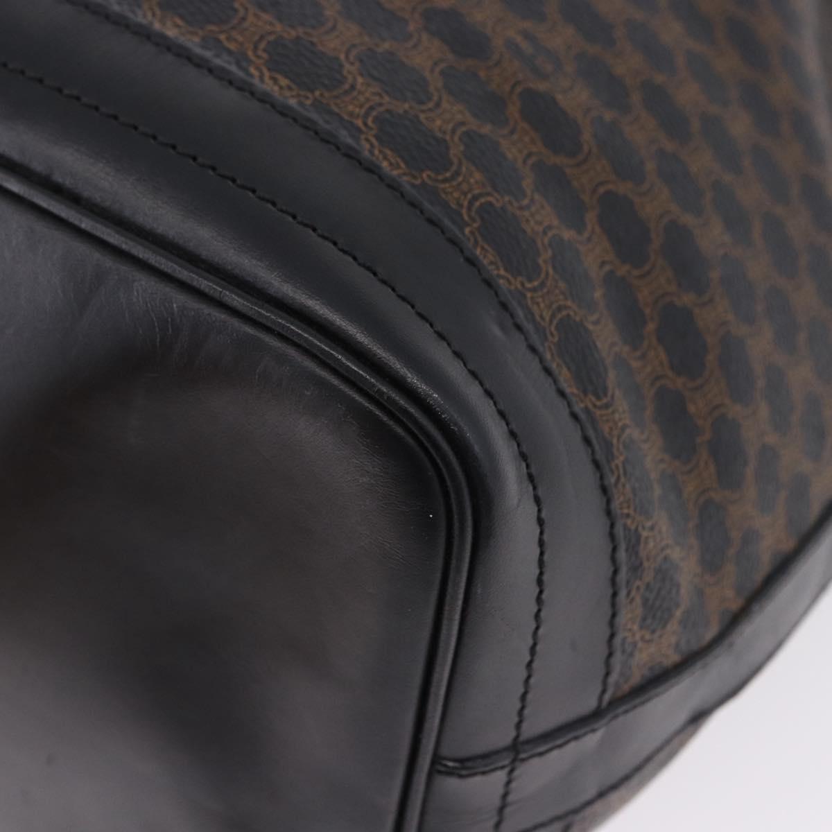 CELINE Macadam Canvas Shoulder Bag PVC Black Gold Auth 181639V