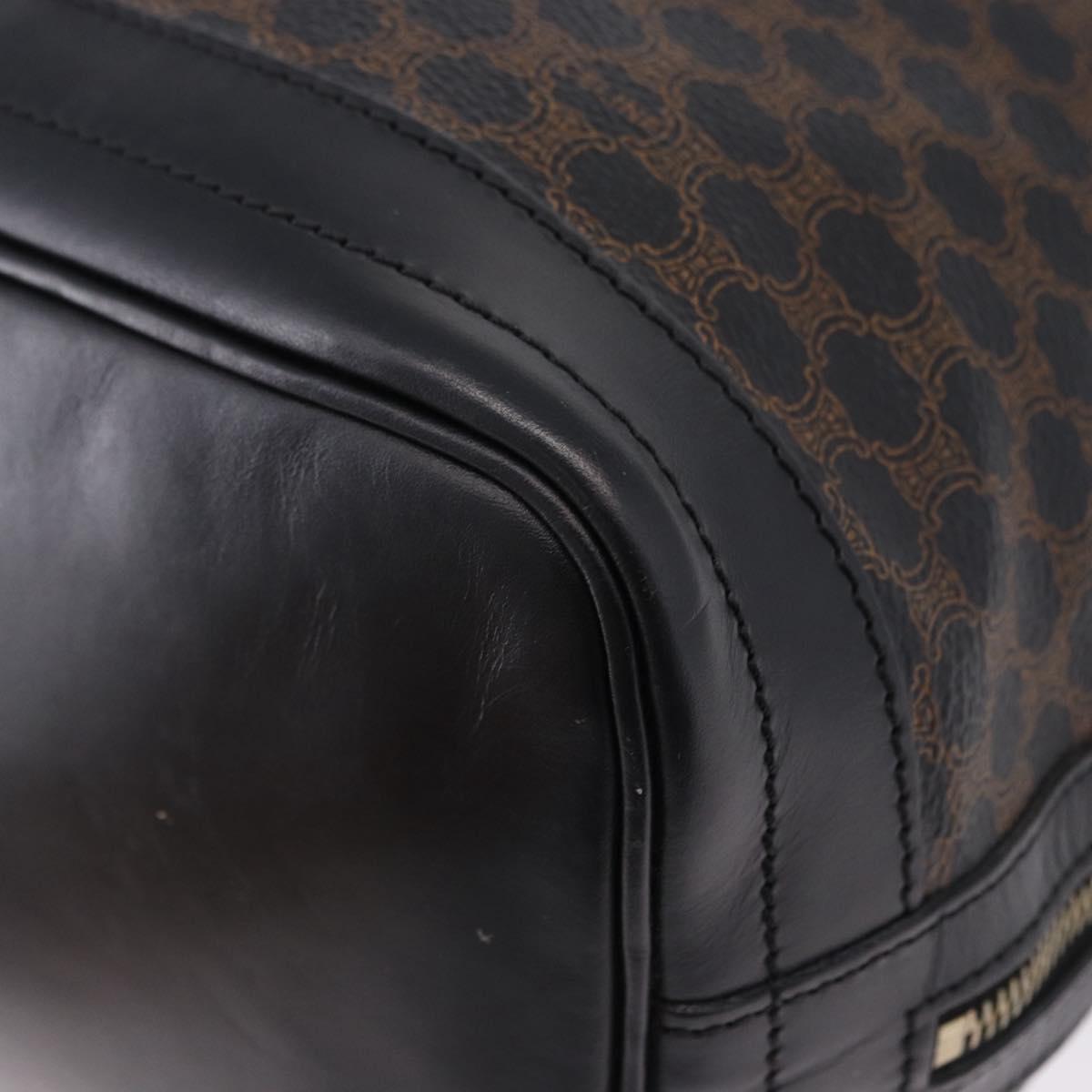 CELINE Macadam Canvas Shoulder Bag PVC Black Gold Auth 181639V