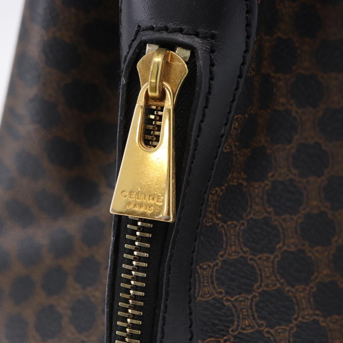 CELINE Macadam Canvas Shoulder Bag PVC Black Gold Auth 181639V