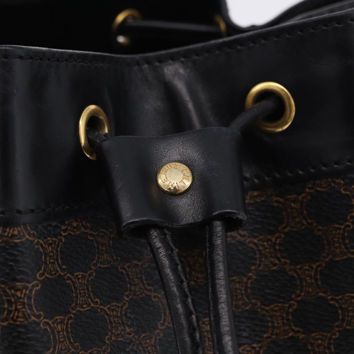 CELINE Macadam Canvas Shoulder Bag PVC Black Gold Auth 181639V