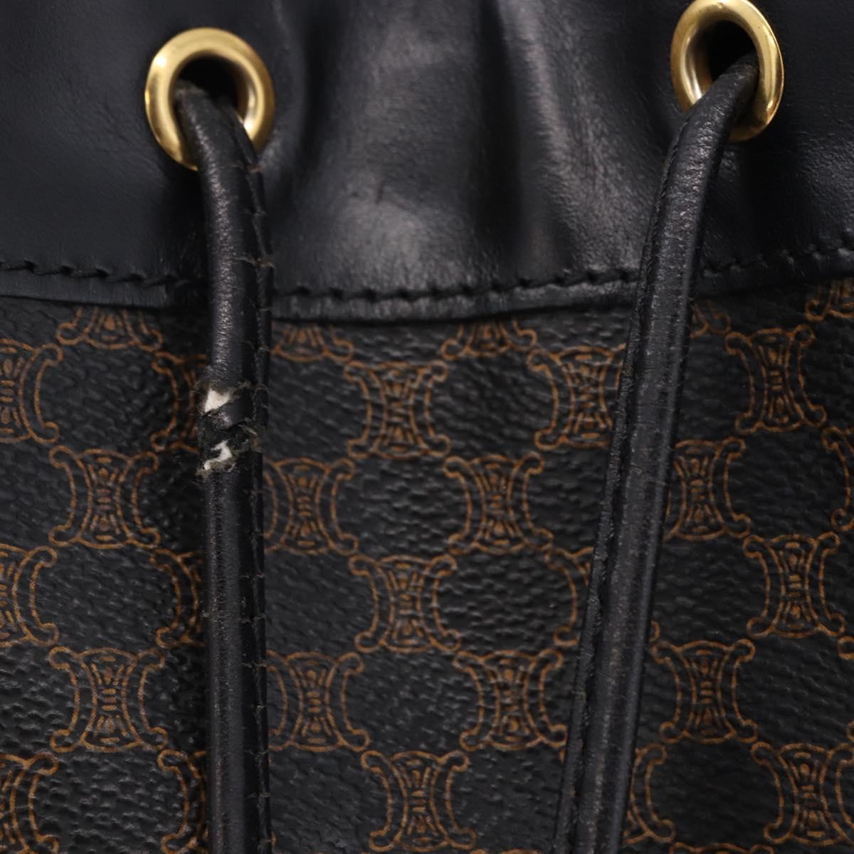CELINE Macadam Canvas Shoulder Bag PVC Black Gold Auth 181639V