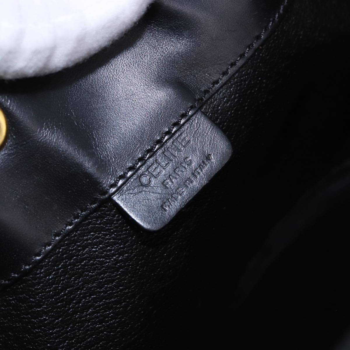 CELINE Macadam Canvas Shoulder Bag PVC Black Gold Auth 181639V